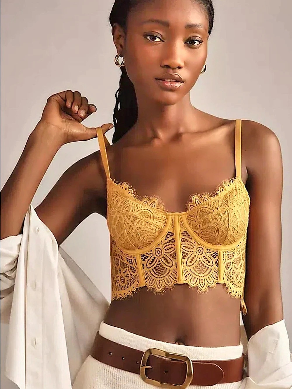 Anthropologie Giselle Lace Bustier Yellow Like New Small